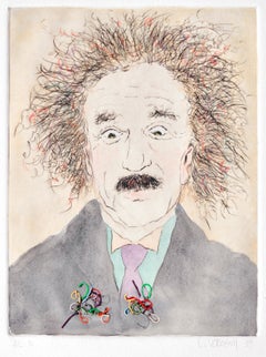 Porträt von Albert Einstein mit mehrfarbigen Drahtverschlüssen