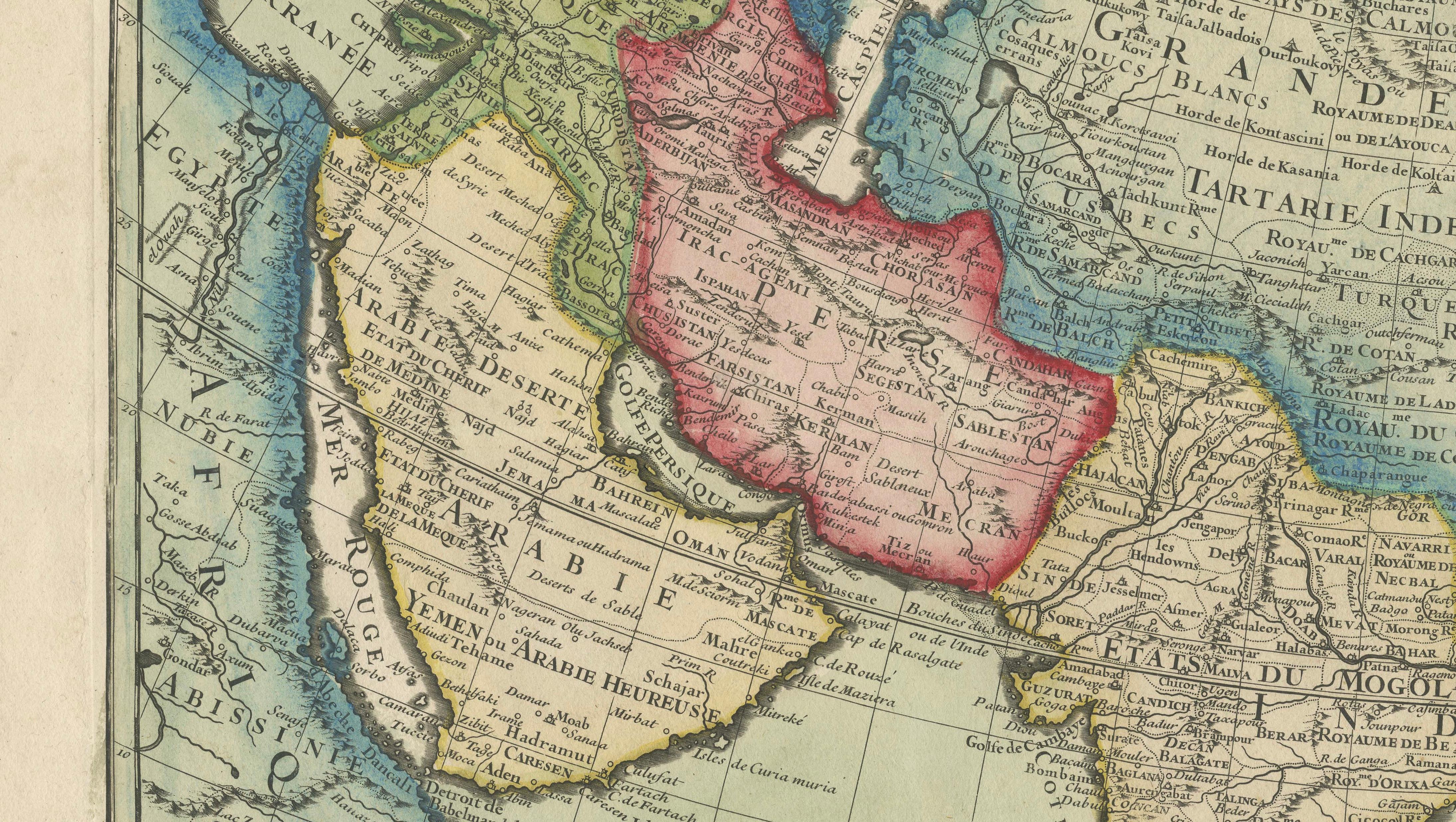 Paper 1723 Antique Map of Asia – Carte d’Asie by Guillaume Delisle, Paris For Sale