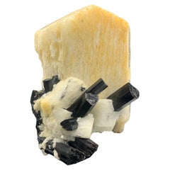 172.35 Gram Feldspar Specimen Attached With Black Schorl Crystals From Pakistan 
