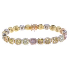 17.25ct GIA Certified Multi Fancy Color Cushion Diamond Bracelet