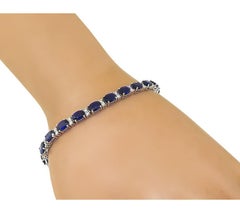 17.25ct Sapphire 0.90ct Diamond 14k White Gold Bracelet