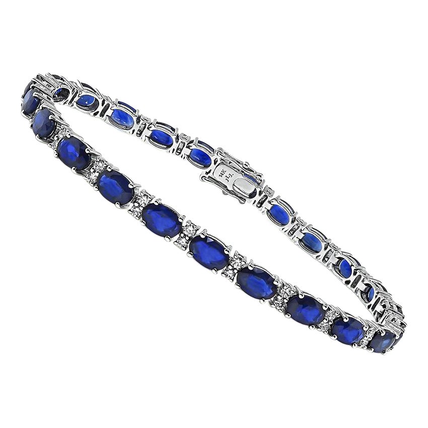 17.25ct Sapphire 0.90ct Diamond 14k White Gold Bracelet
