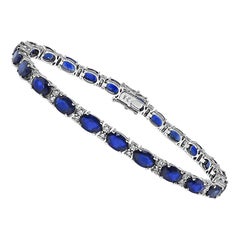 17.25ct Sapphire 0.90ct Diamond 14k White Gold Bracelet