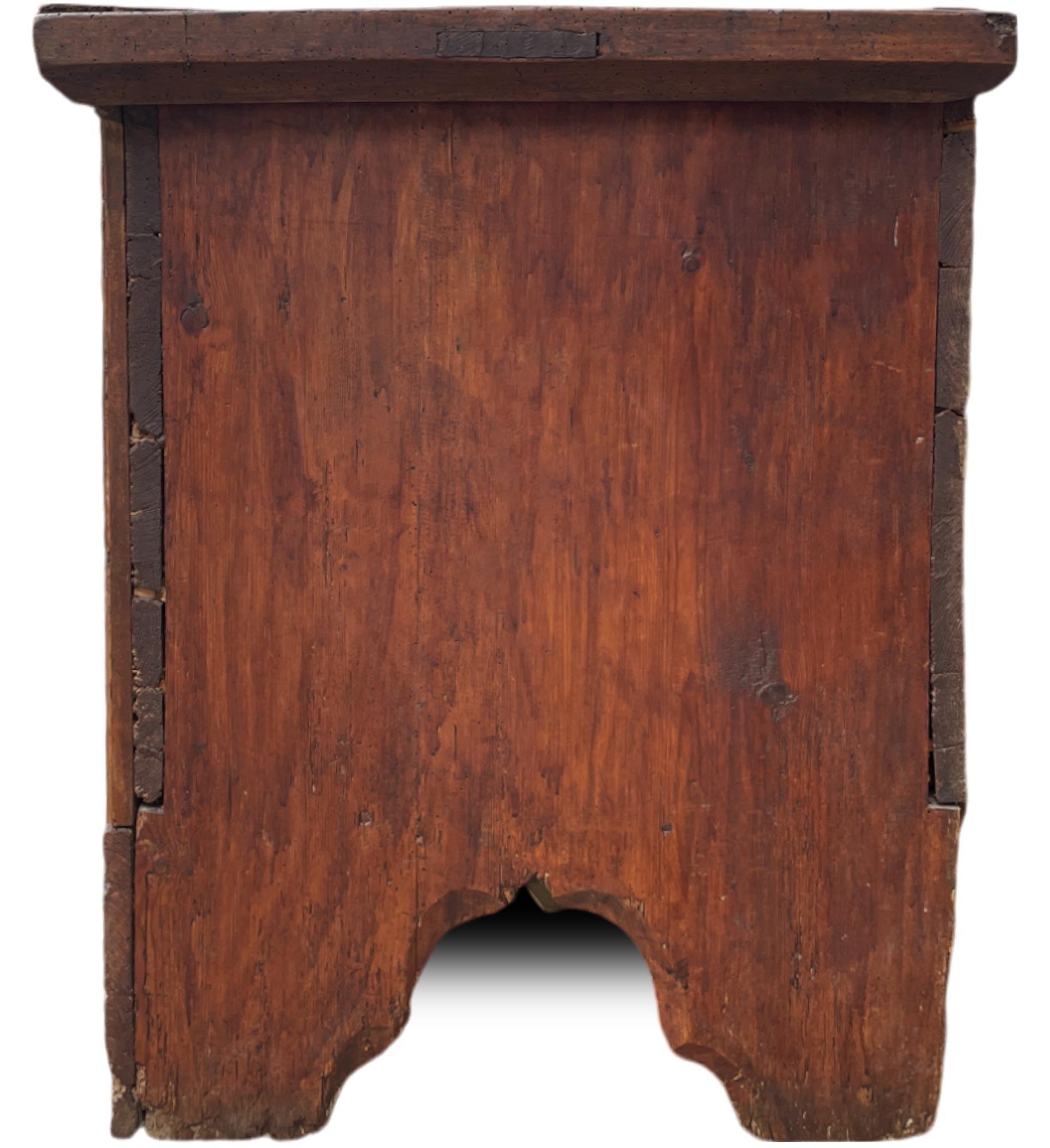 Early 18th Century 1726 Brown Painted Alpine Chest