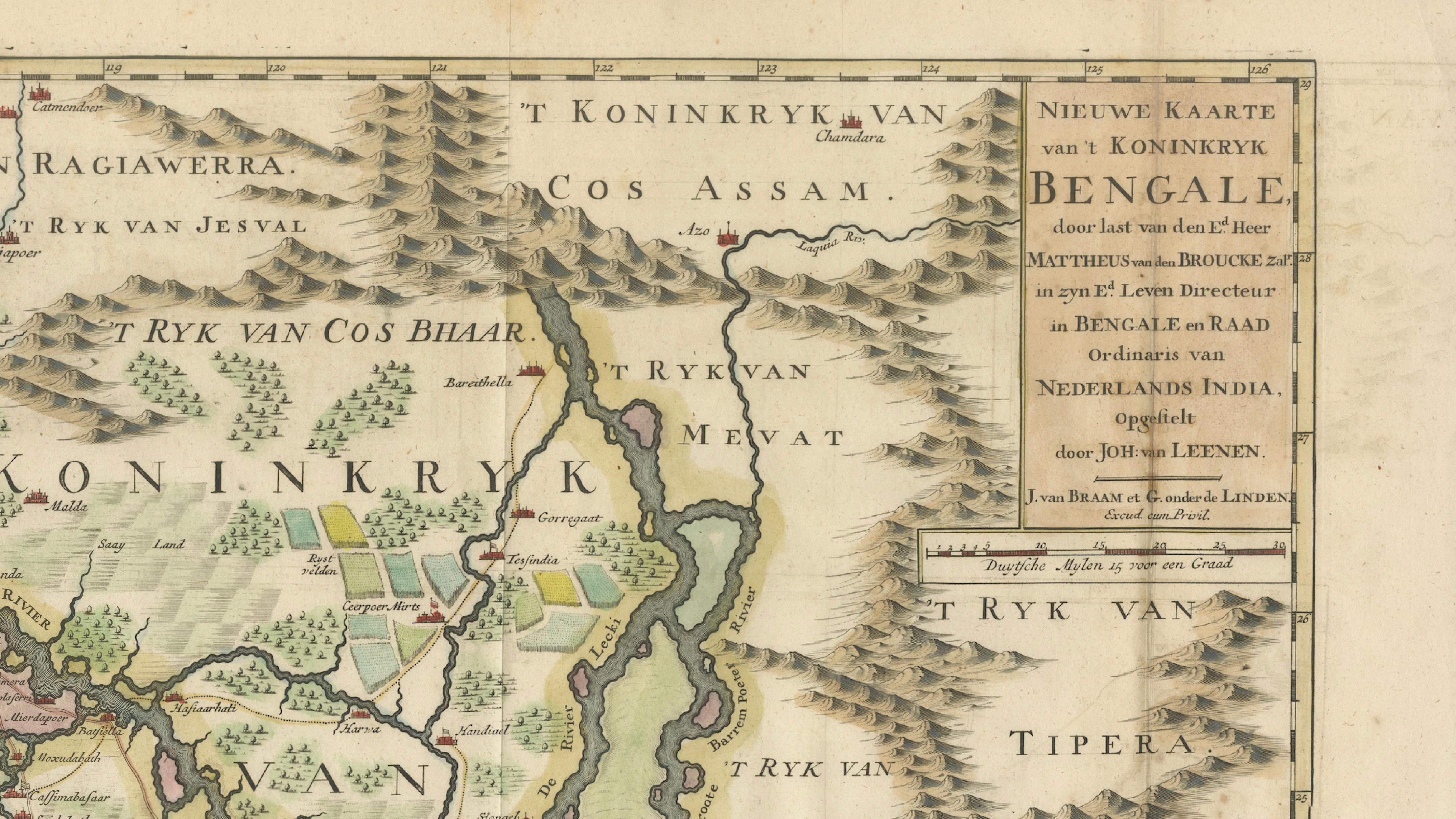 Engraved 1726 Map of Bengal by Van der Aa after Valentijn – Dutch East Indies For Sale