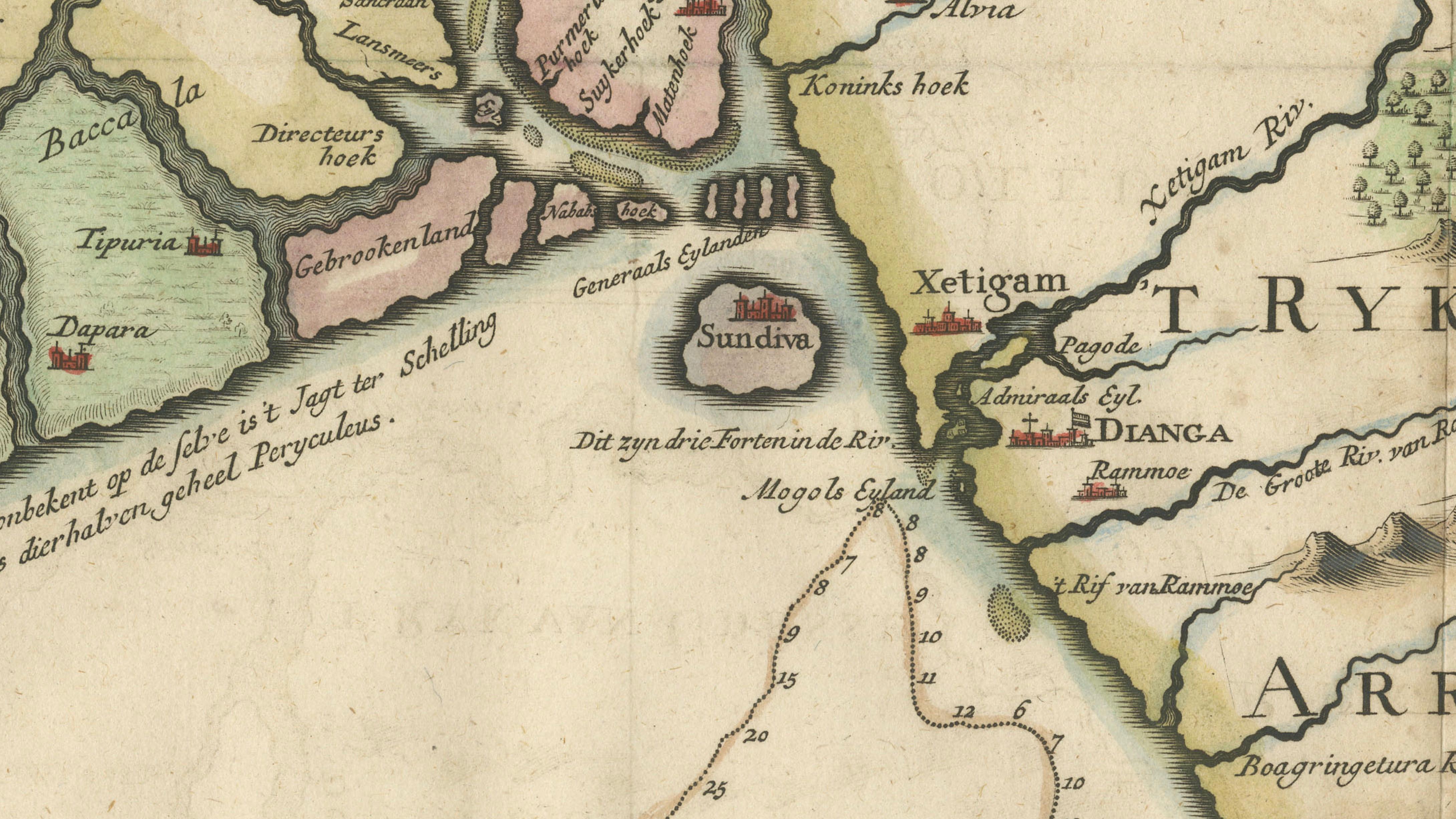 18th Century 1726 Map of Bengal by Van der Aa after Valentijn – Dutch East Indies For Sale