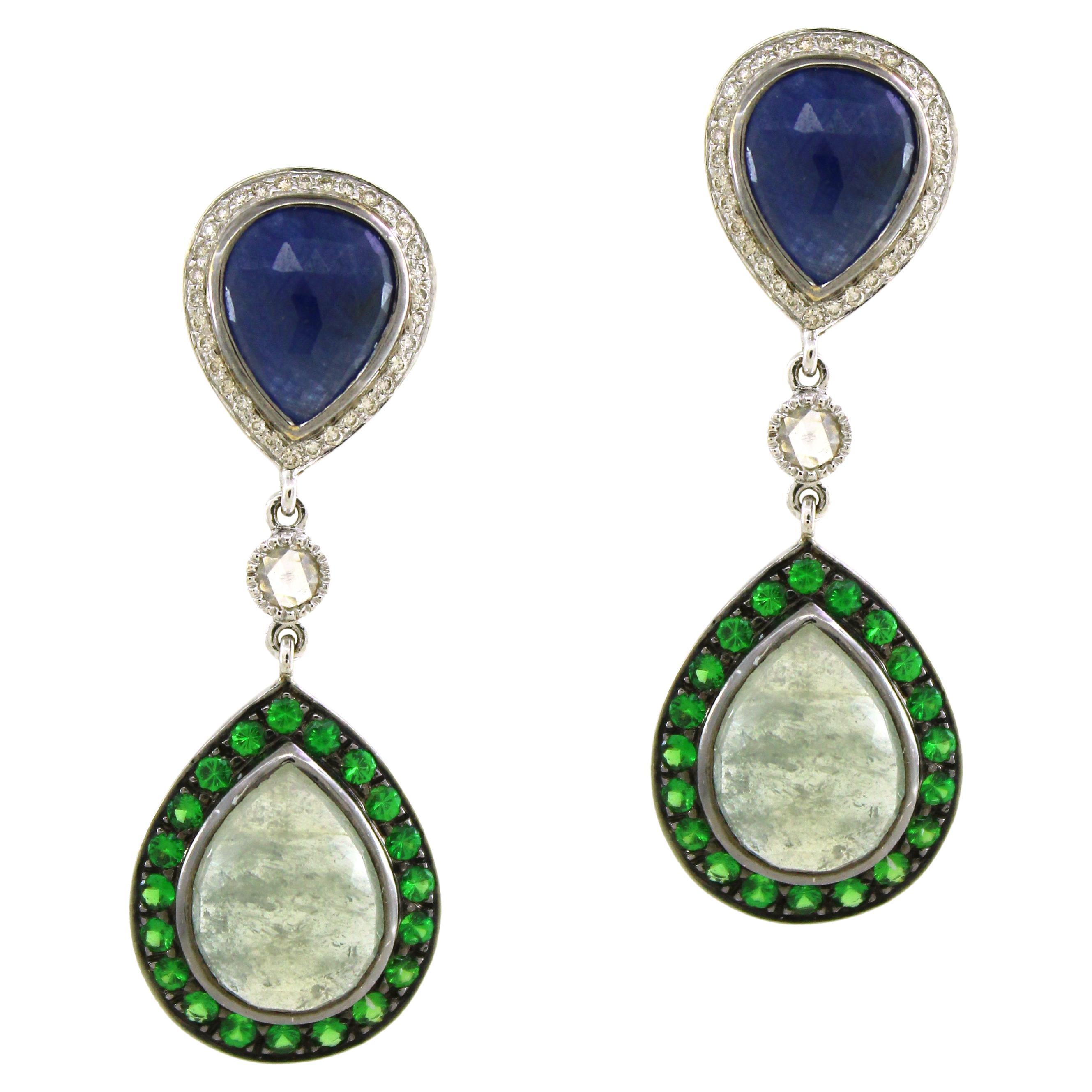 17.27 cts of Sapphire Pear Drop Earrings 