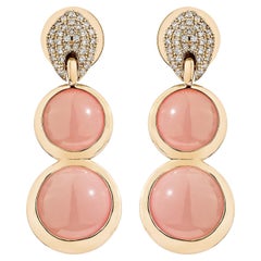 Sunita Nahata 17.28 Carat Guava Quartz Drop Earring in 18KRG With Diamond.