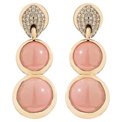 Boucles d'oreilles pendantes en quartz Guava de 17,284 carats en 18 carats avec diamant blanc.