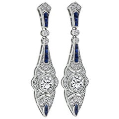 1.72 Karat Diamant 0,78 Karat Saphir-Ohrringe