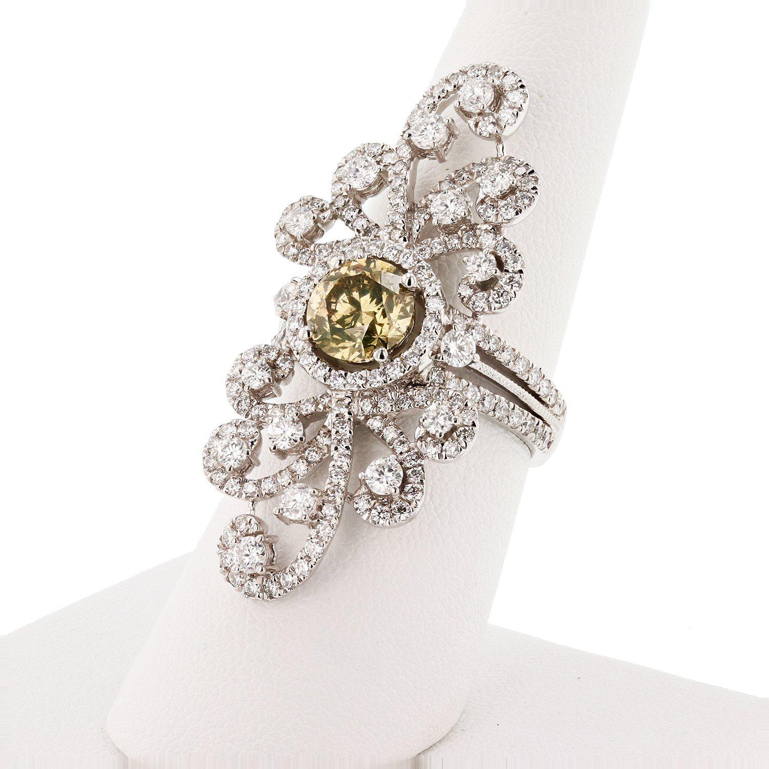 1,72ct Fancy Brownish Orange CENTER Diamant Platin Ring RN027085 im Zustand „Neu“ im Angebot in Calabasas, CA