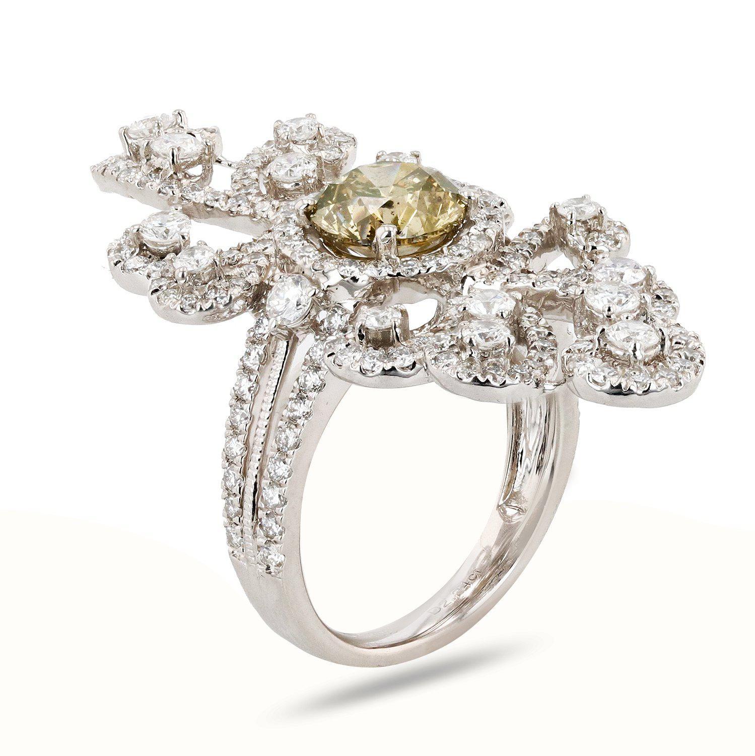 1,72ct Fancy Brownish Orange CENTER Diamant Platin Ring RN027085 für Damen oder Herren im Angebot