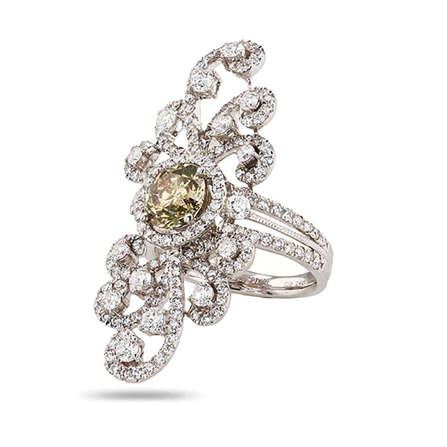 1,72ct Fancy Brownish Orange CENTER Diamant Platin Ring RN027085 im Angebot 1