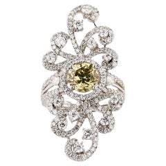 Anello di platino con diamante centrale arancio bruno 1,72 carati RN027085
