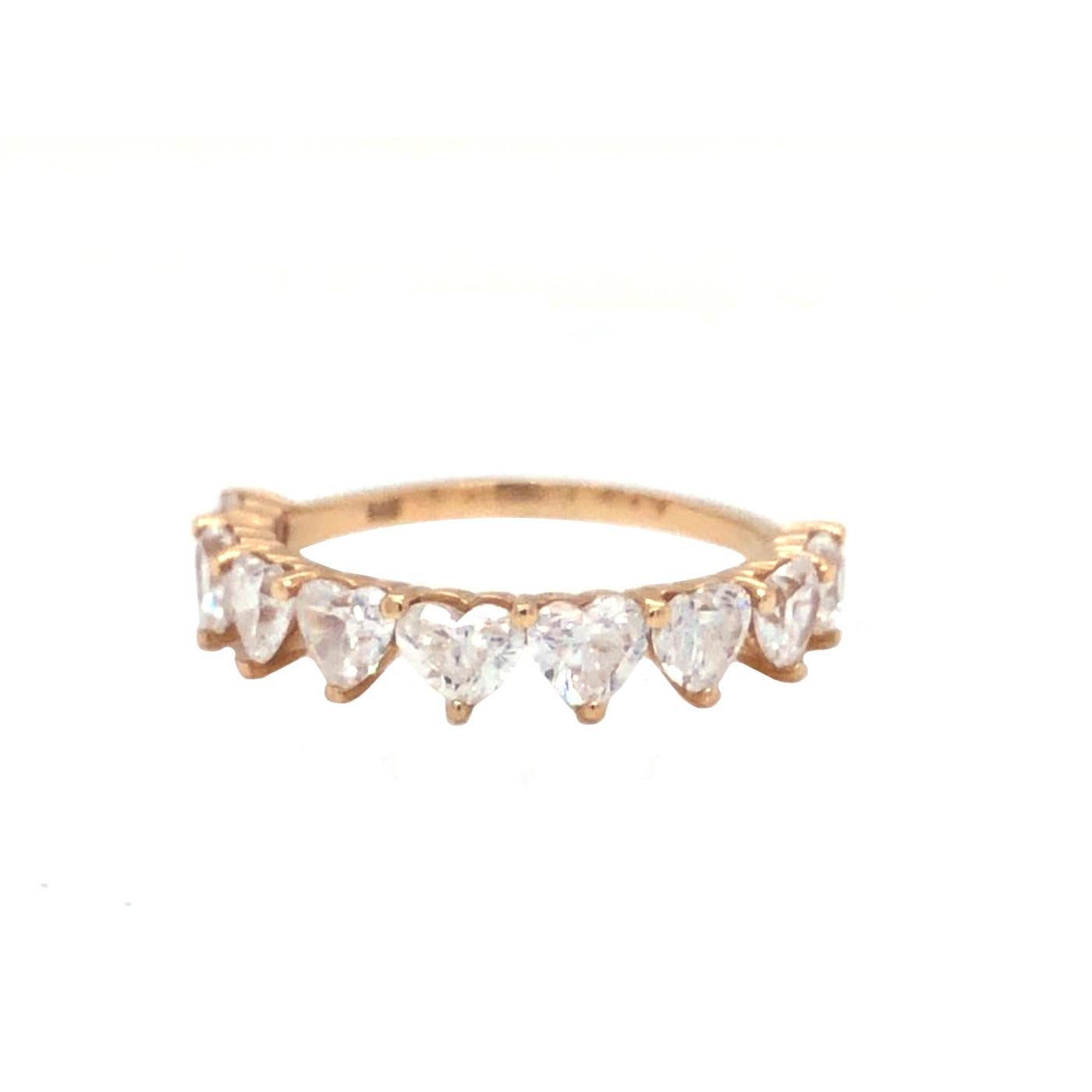 Modernist 1.72ct Heart Shape Diamond Half Eternity 14K White Gold Band Ring G-H Color For Sale