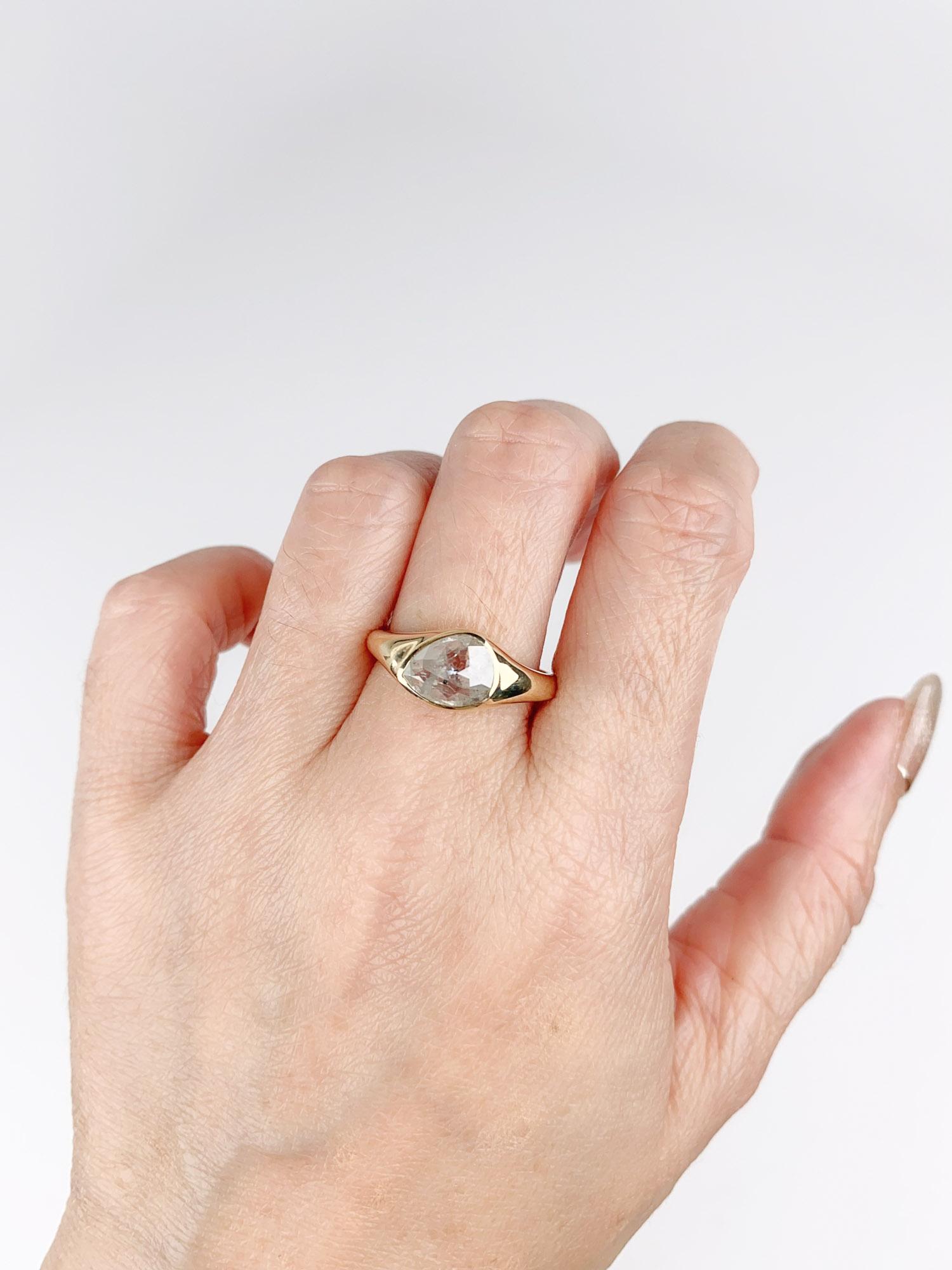 1.72ct Icy Diamond Tilted Bezel Set Engagement Ring 14K Gold R6706 Neuf - En vente à Osprey, FL