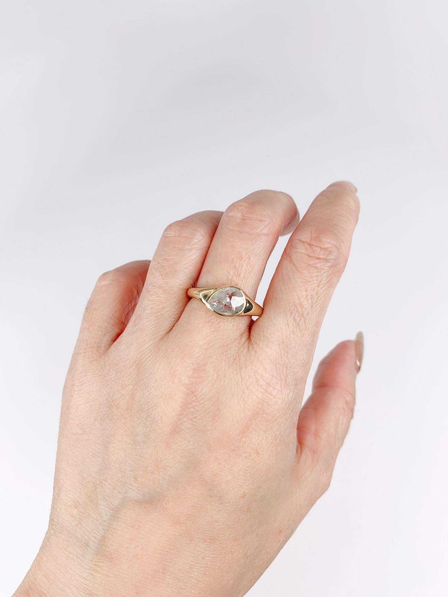 Women's or Men's 1.72ct Icy Diamond Tilted Bezel Set Engagement Ring 14K Gold R6706 For Sale