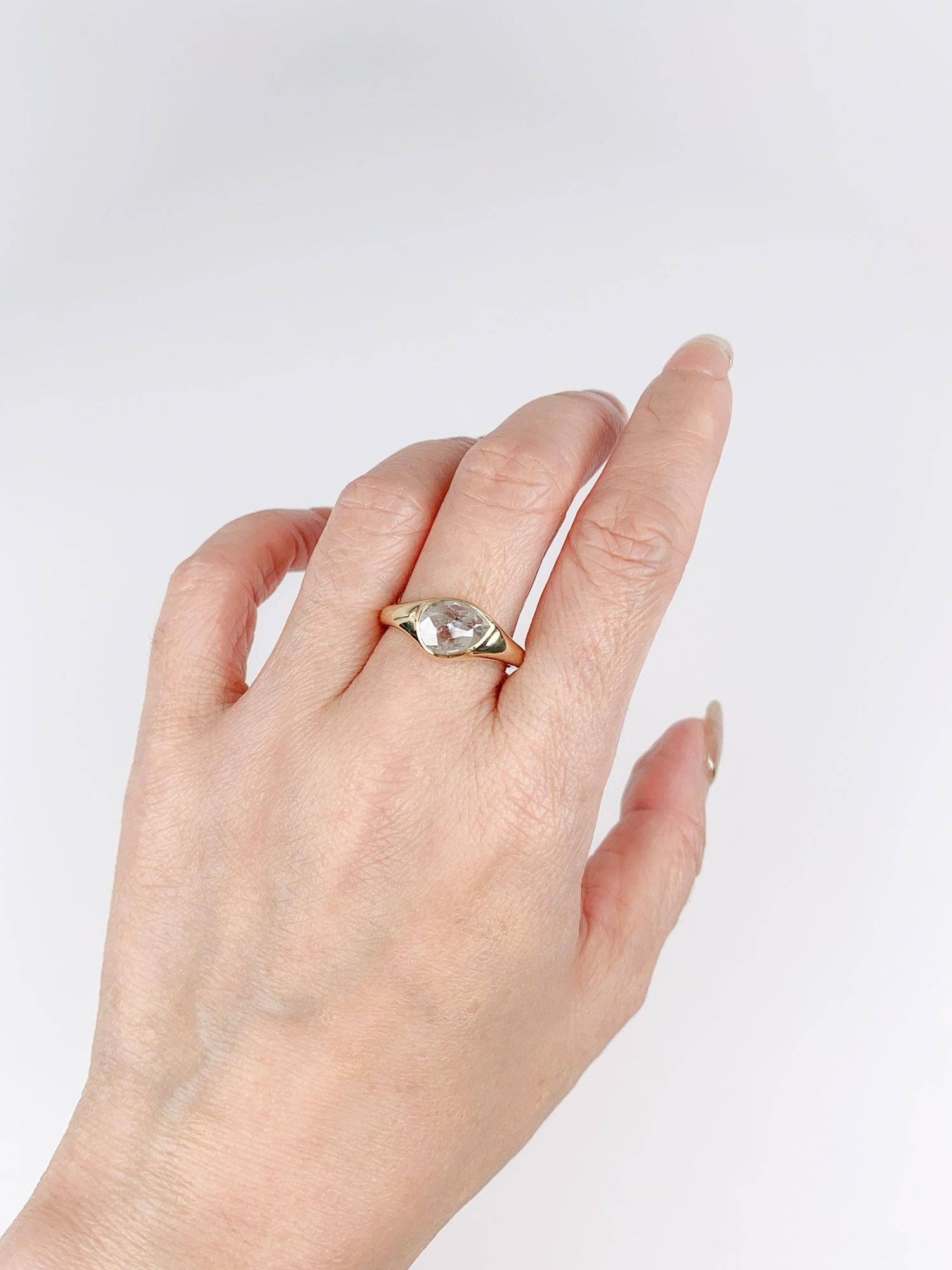 1.72ct Icy Diamond Tilted Bezel Set Engagement Ring 14K Gold R6706 en vente 1