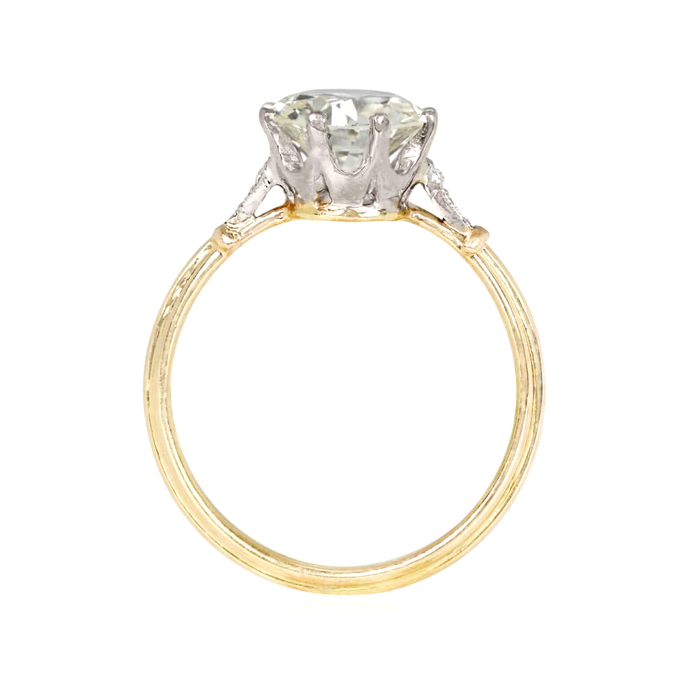 Art Deco 1.72 Carat Old Euro-Cut Diamond Engagement Ring, Platinum on 18k Yellow Gold