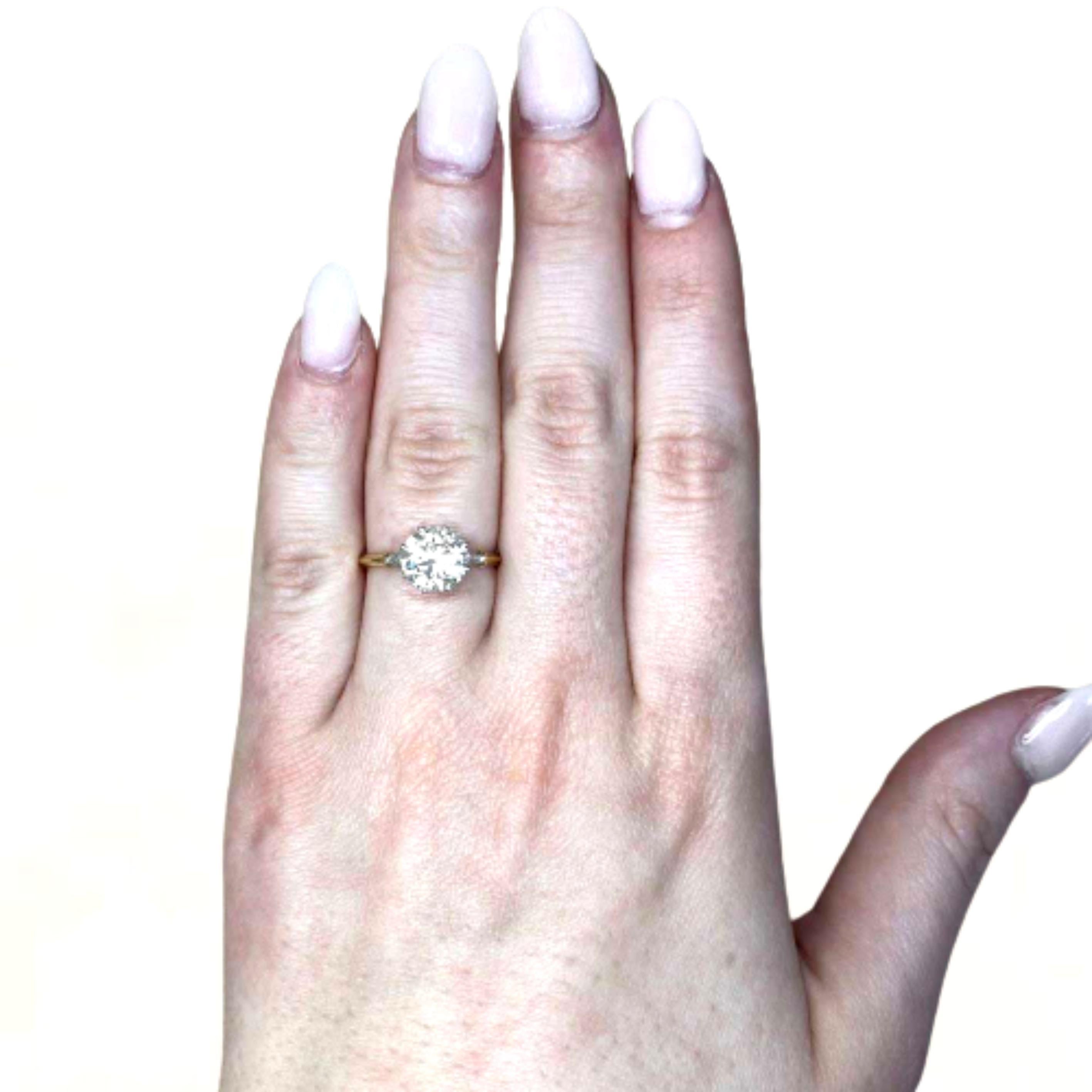 Old European Cut 1.72 Carat Old Euro-Cut Diamond Engagement Ring, Platinum on 18k Yellow Gold