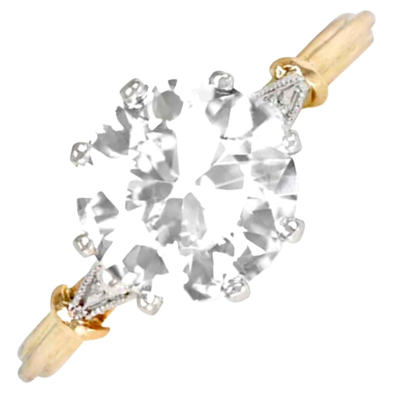 1.72 Carat Old Euro-Cut Diamond Engagement Ring, Platinum on 18k Yellow Gold