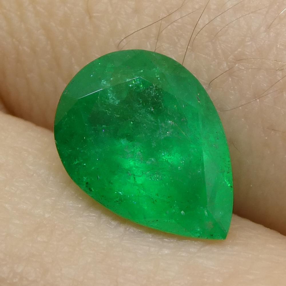 1.72ct Pear Green Emerald from Colombia For Sale 6