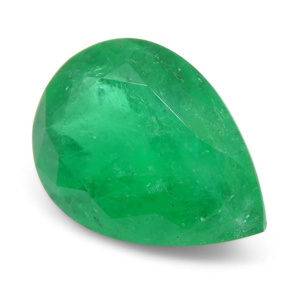 1.72ct Pear Green Emerald from Colombia In New Condition For Sale In Toronto, Ontario