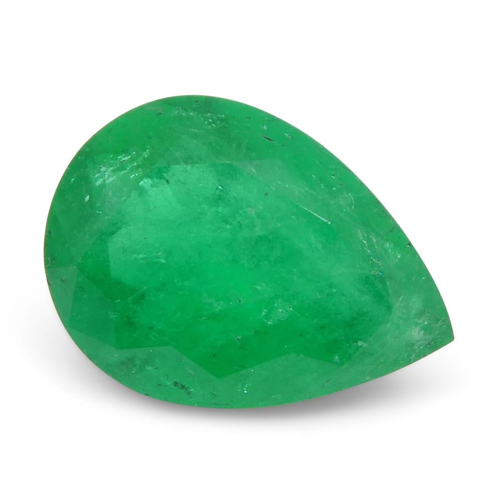 1.72ct Pear Green Emerald from Colombia For Sale 1