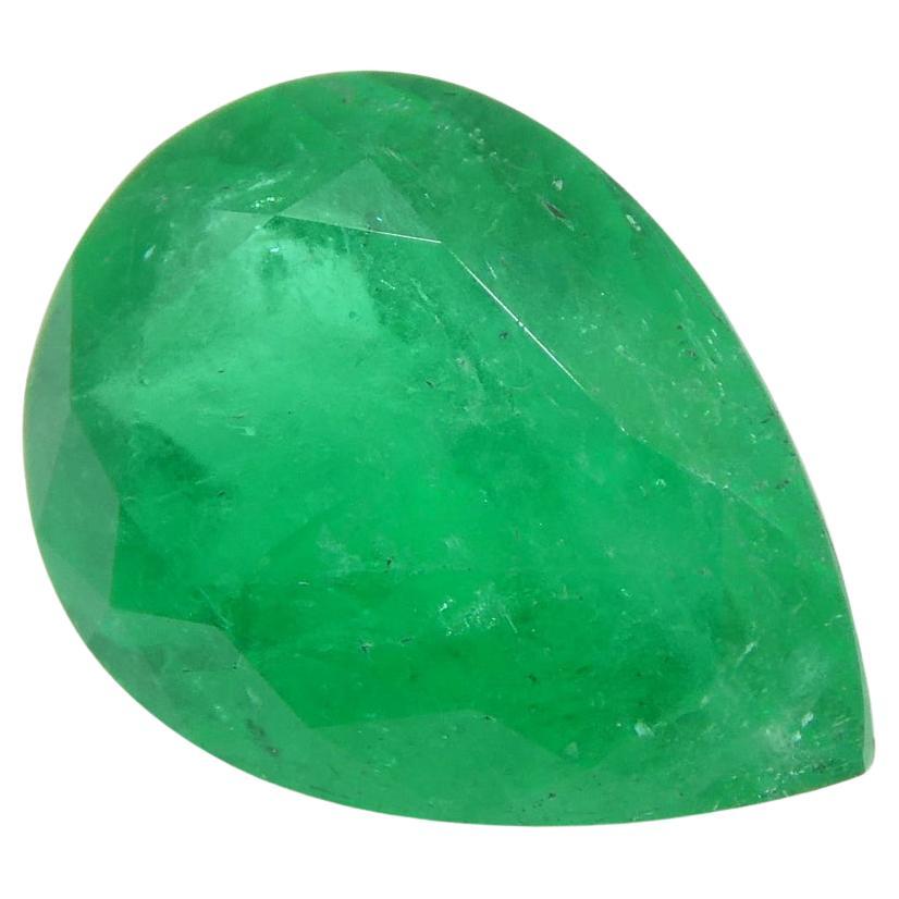 1.72ct Pear Green Emerald from Colombia For Sale