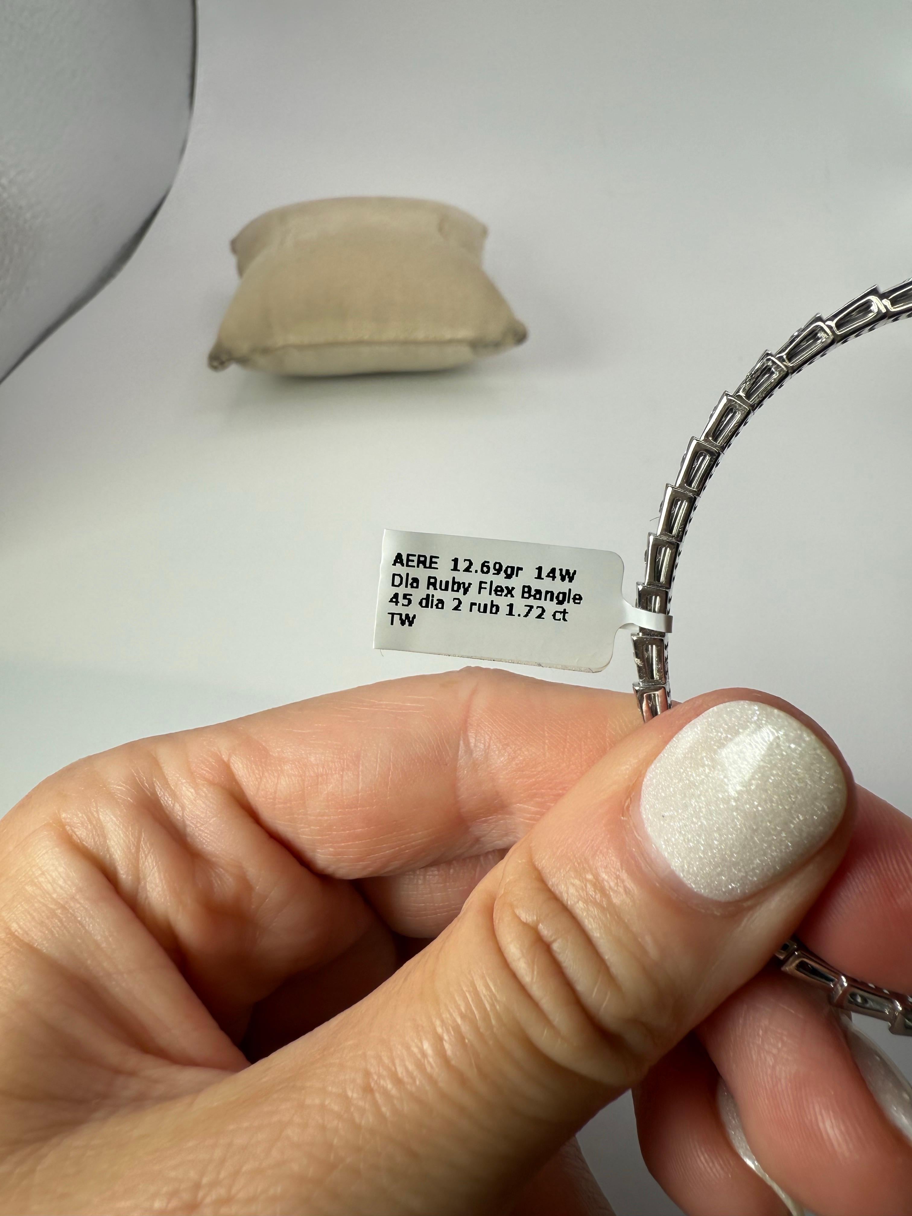 Pulsera serpiente de rubíes y diamantes de 1,72 ct en venta 1
