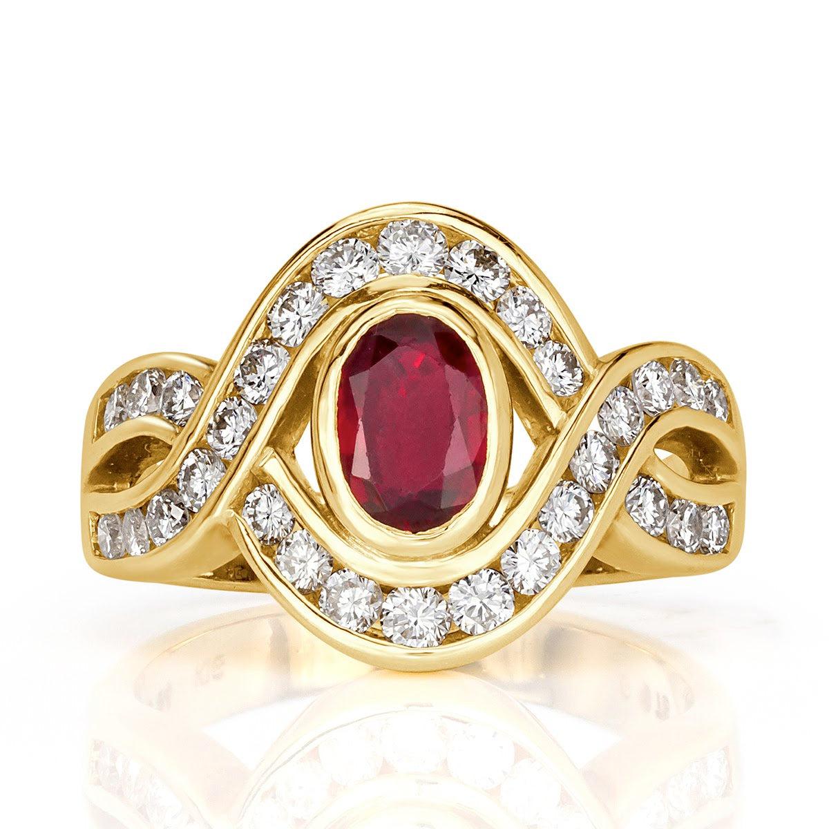 1.72ct Ruby and Diamond Vintage Ring For Sale