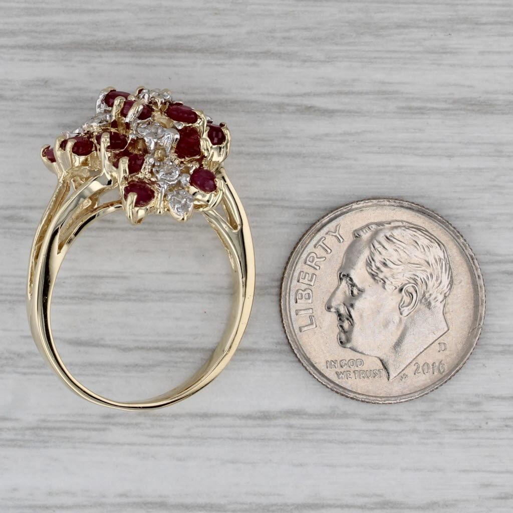 1.72ctw Diamond Ruby Cluster Ring 14k Yellow Gold Size 7.5 For Sale 4