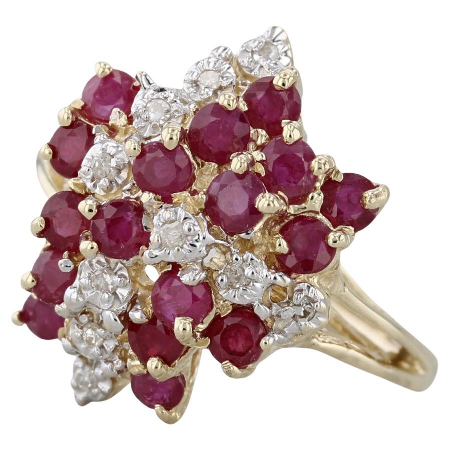1.72ctw Diamond Ruby Cluster Ring 14k Yellow Gold Size 7.5