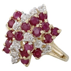1.72ctw Diamond Ruby Cluster Ring 14k Yellow Gold Size 7.5