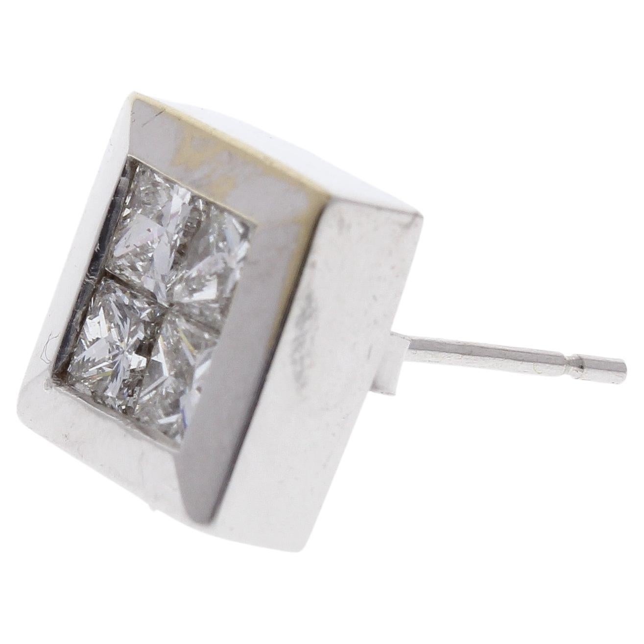 1.72CTW Diamond Studs in 18K White Gold For Sale
