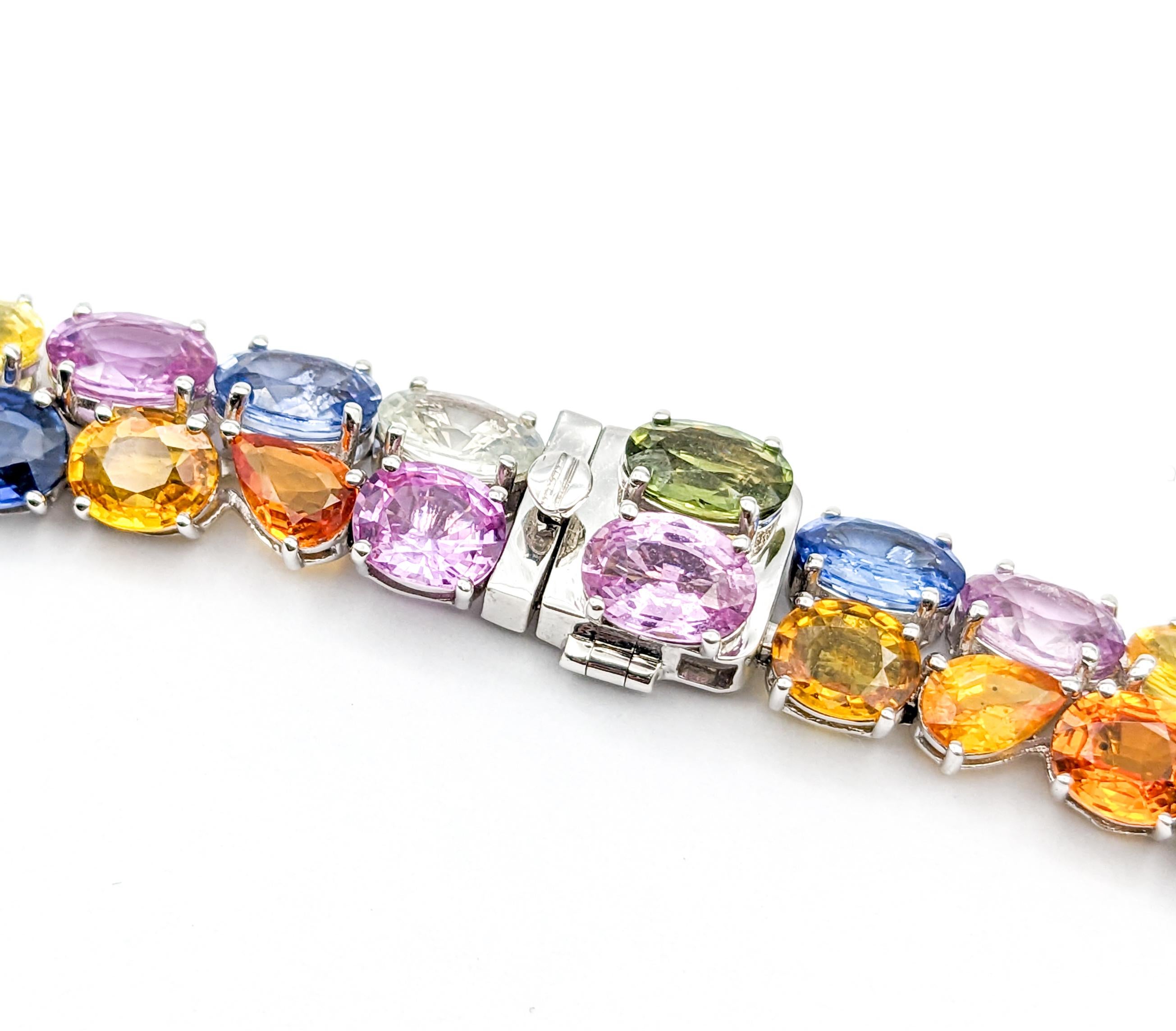 172ctw Multi-Colored Sapphire & Gelber Diamant Halskette (Ovalschliff)