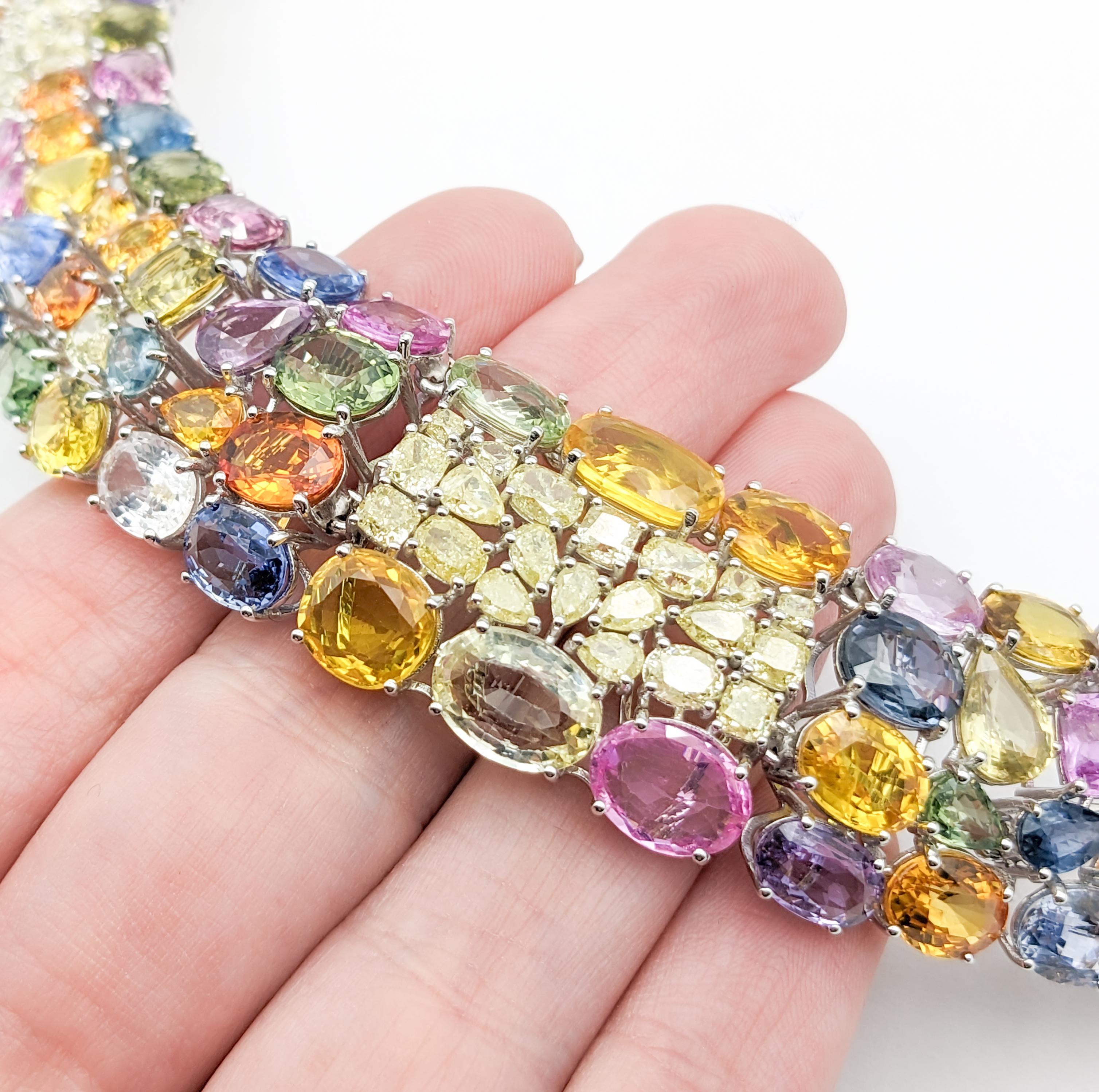 172ctw Multi-Colored Sapphire & Gelber Diamant Halskette 1