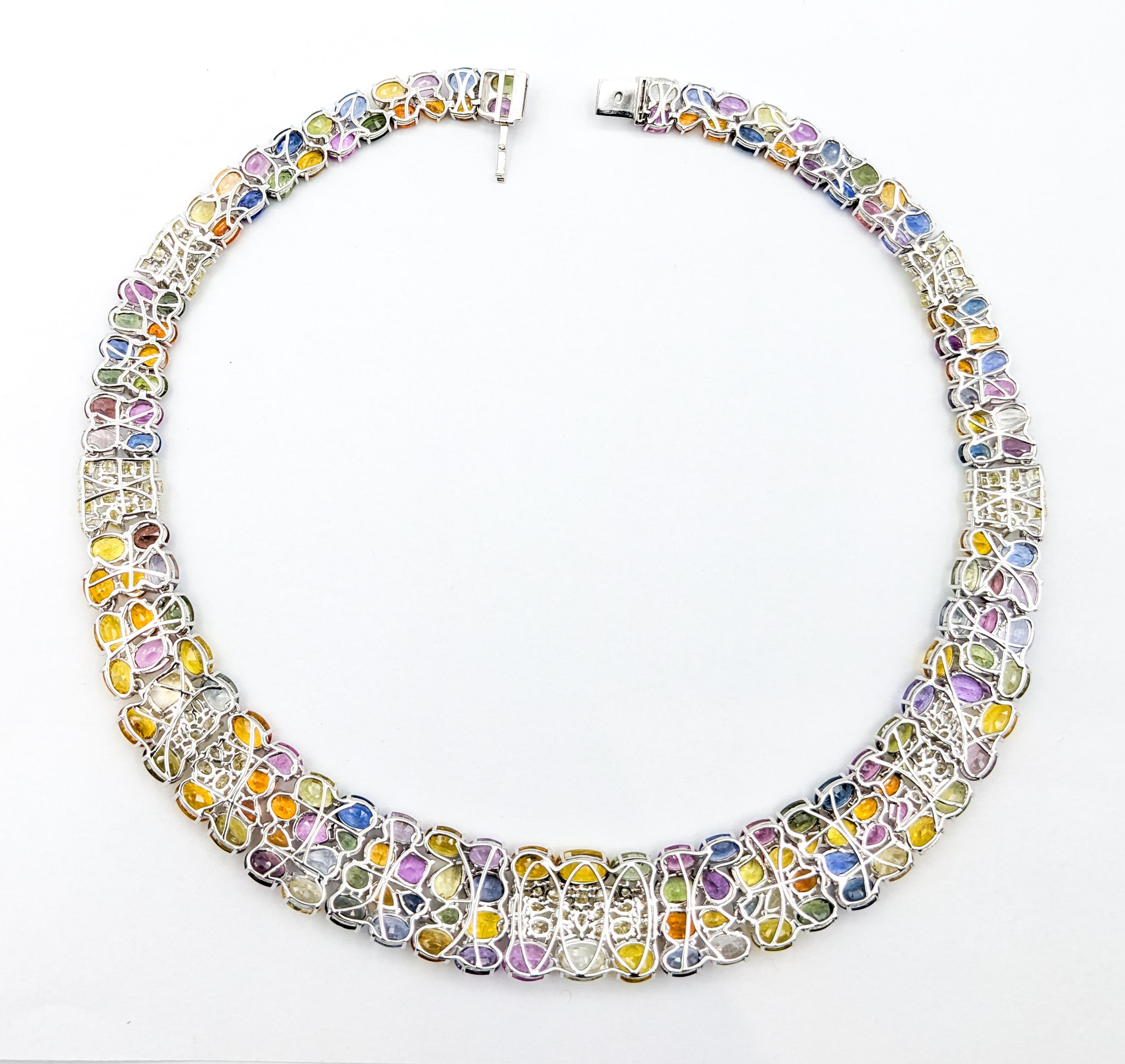172ctw Multi-Colored Sapphire & Gelber Diamant Halskette 2