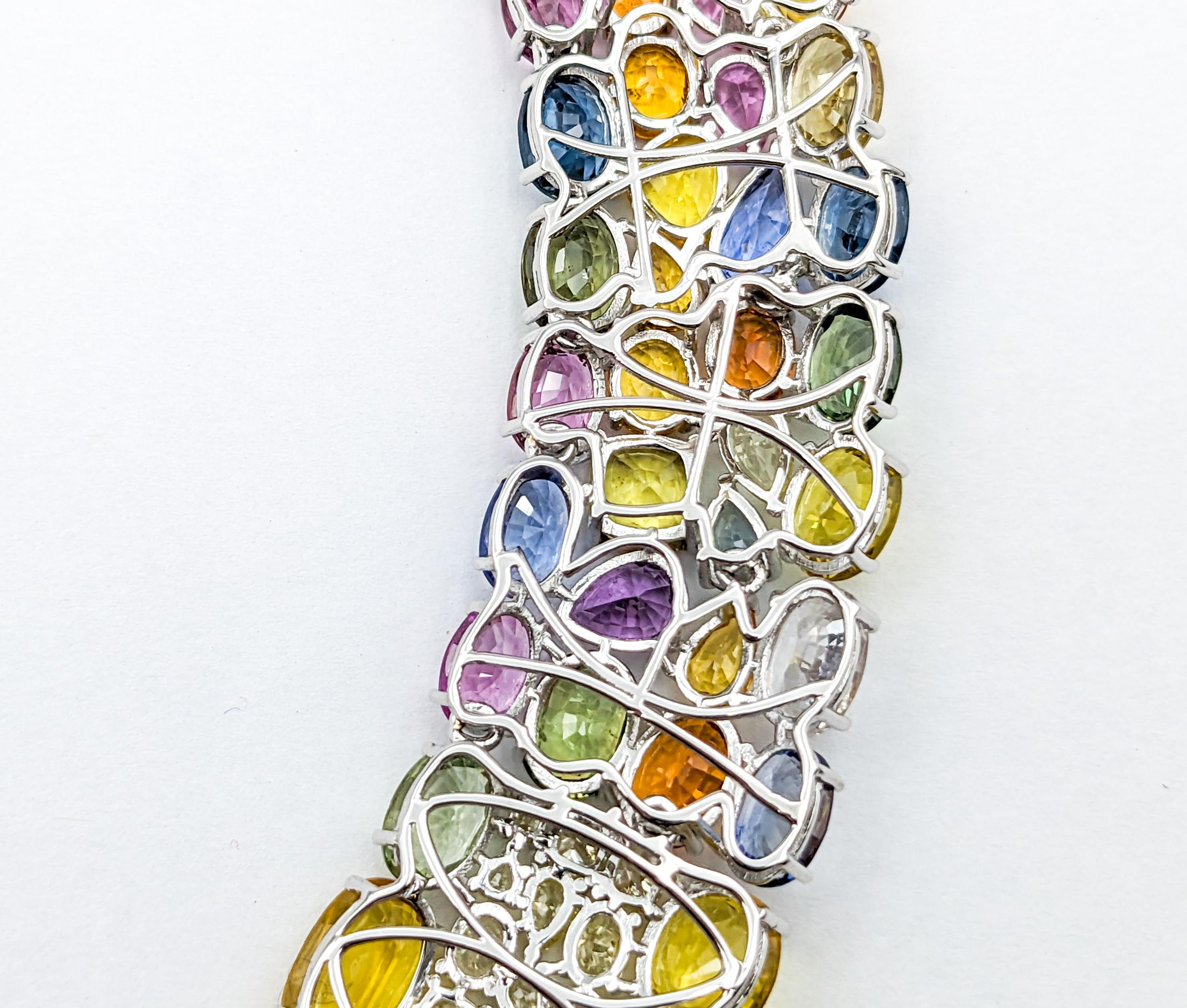 172ctw Multi-Colored Sapphire & Gelber Diamant Halskette 3