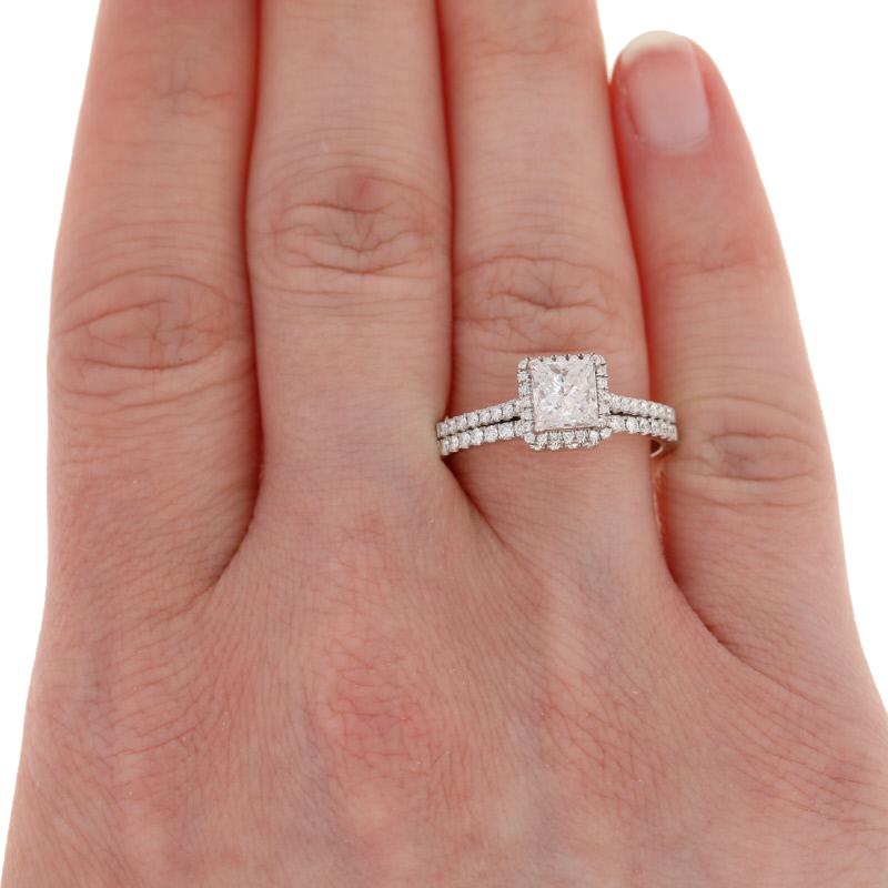 princess cut engagement ring with wedding band