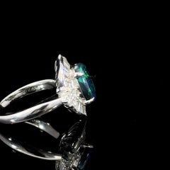 1,73 Karat Schwarzer Opal Diamant Platin Ring von Meghna Jewels