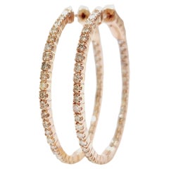 Pendientes Aros Ovalados Diamante 1,73 Quilates Oro Rosa 14 Kilates