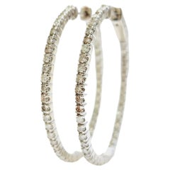 Pendientes Aros Ovalados Diamante 1,73 Quilates Oro Blanco 14 Kilates