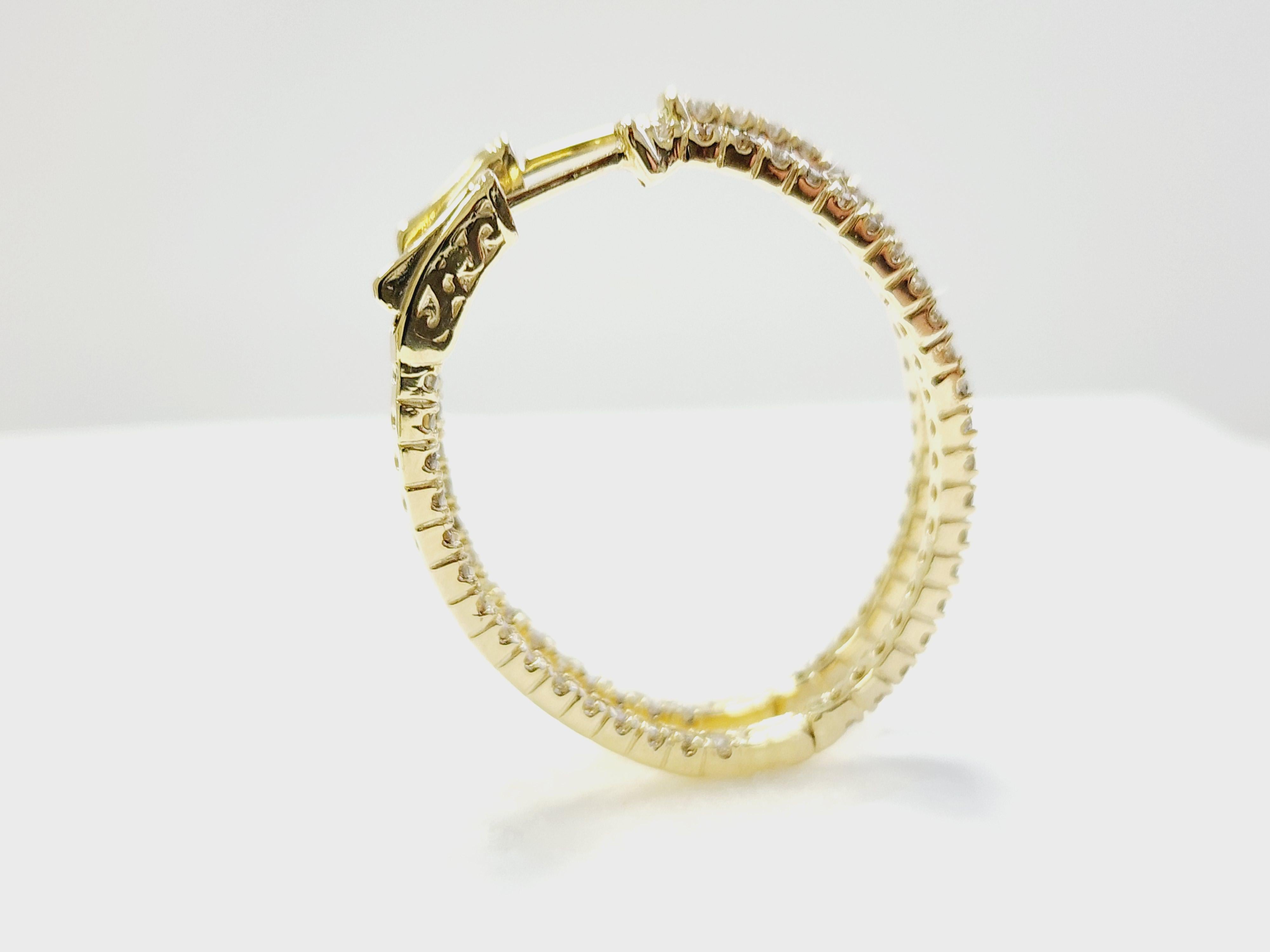 Pendientes Aros Ovalados Diamante 1,73 Quilates Oro Amarillo 14 Kilates en venta 7