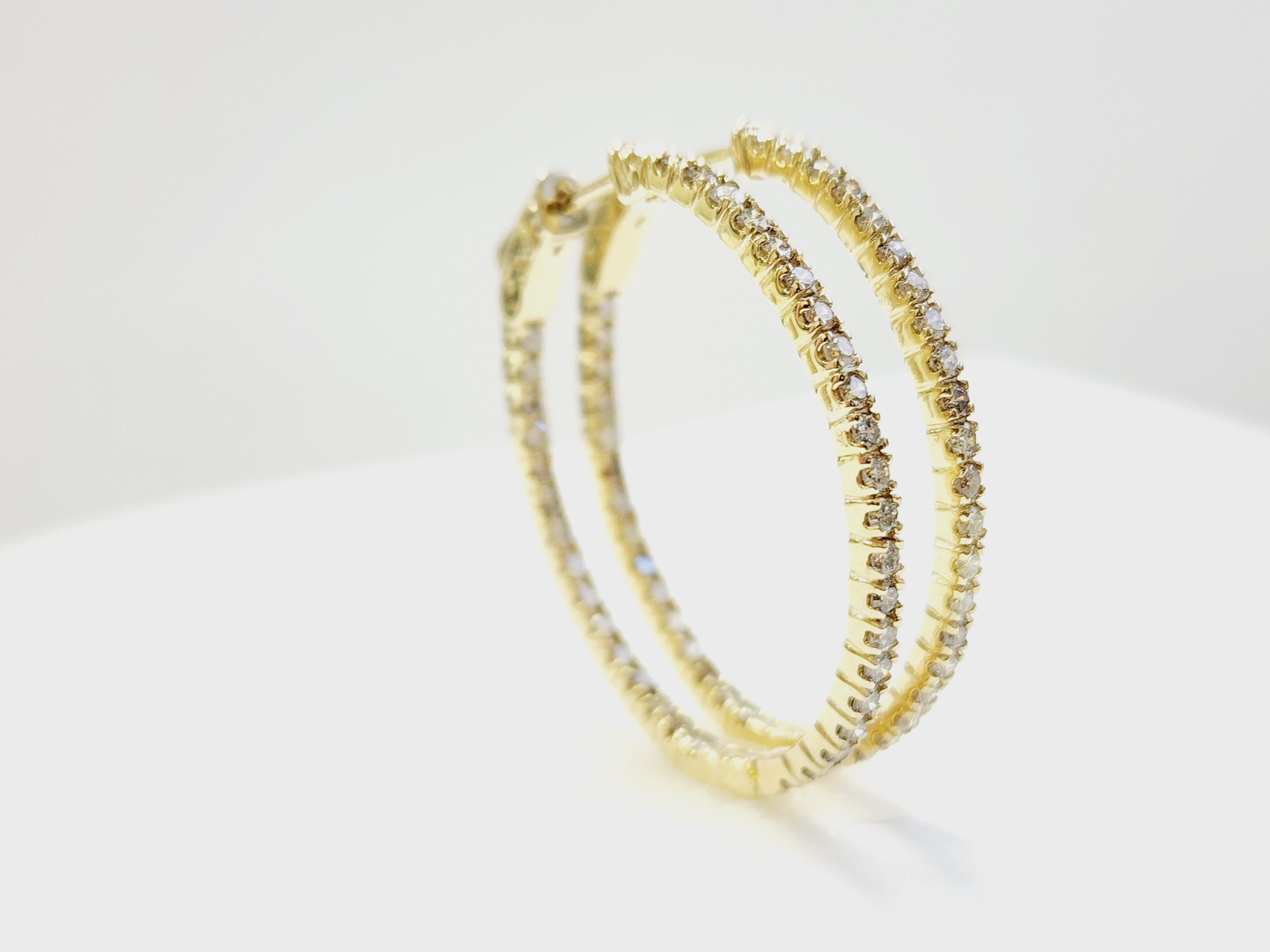 Pendientes Aros Ovalados Diamante 1,73 Quilates Oro Amarillo 14 Kilates en venta 9