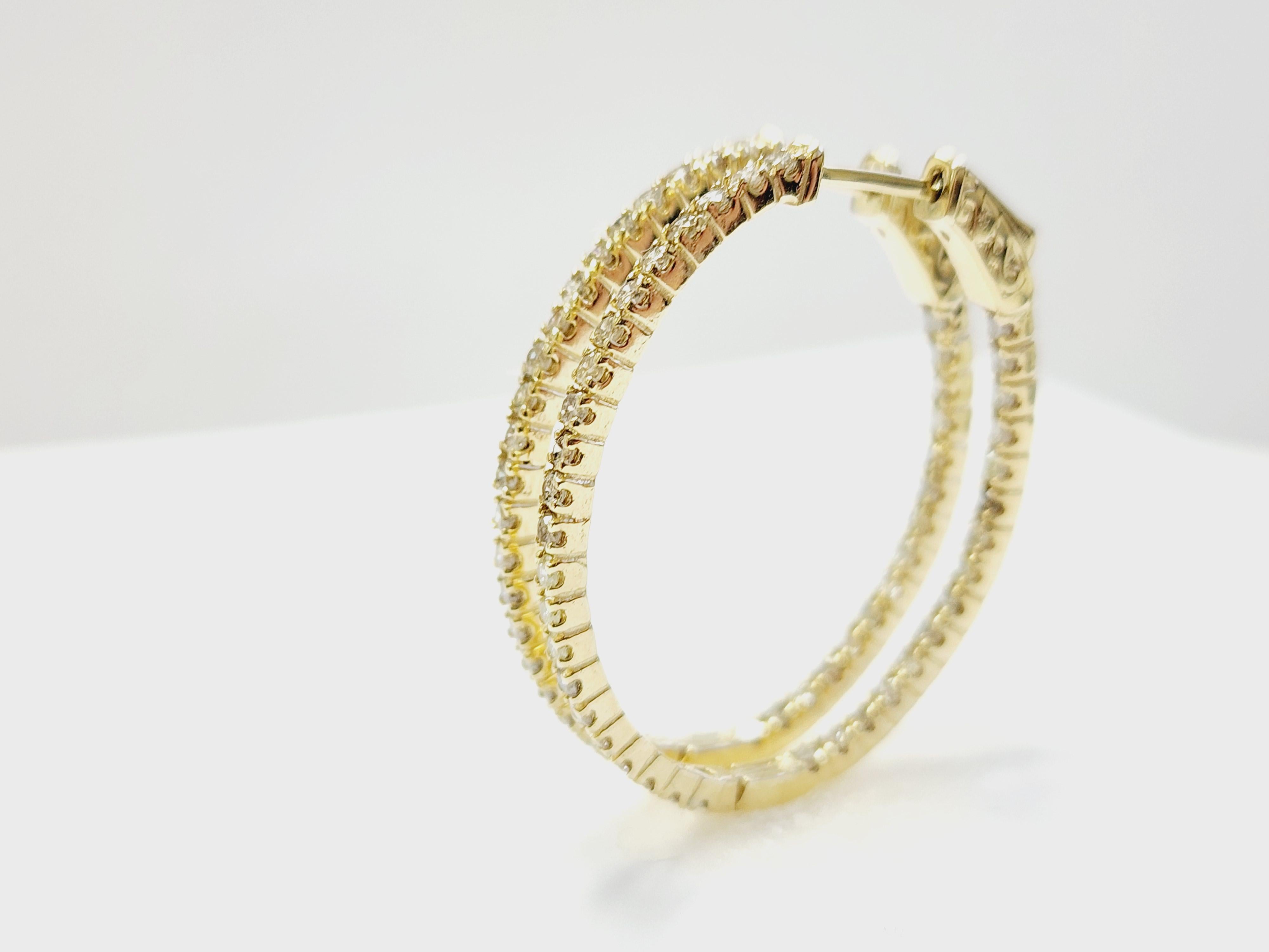 Pendientes Aros Ovalados Diamante 1,73 Quilates Oro Amarillo 14 Kilates en venta 12