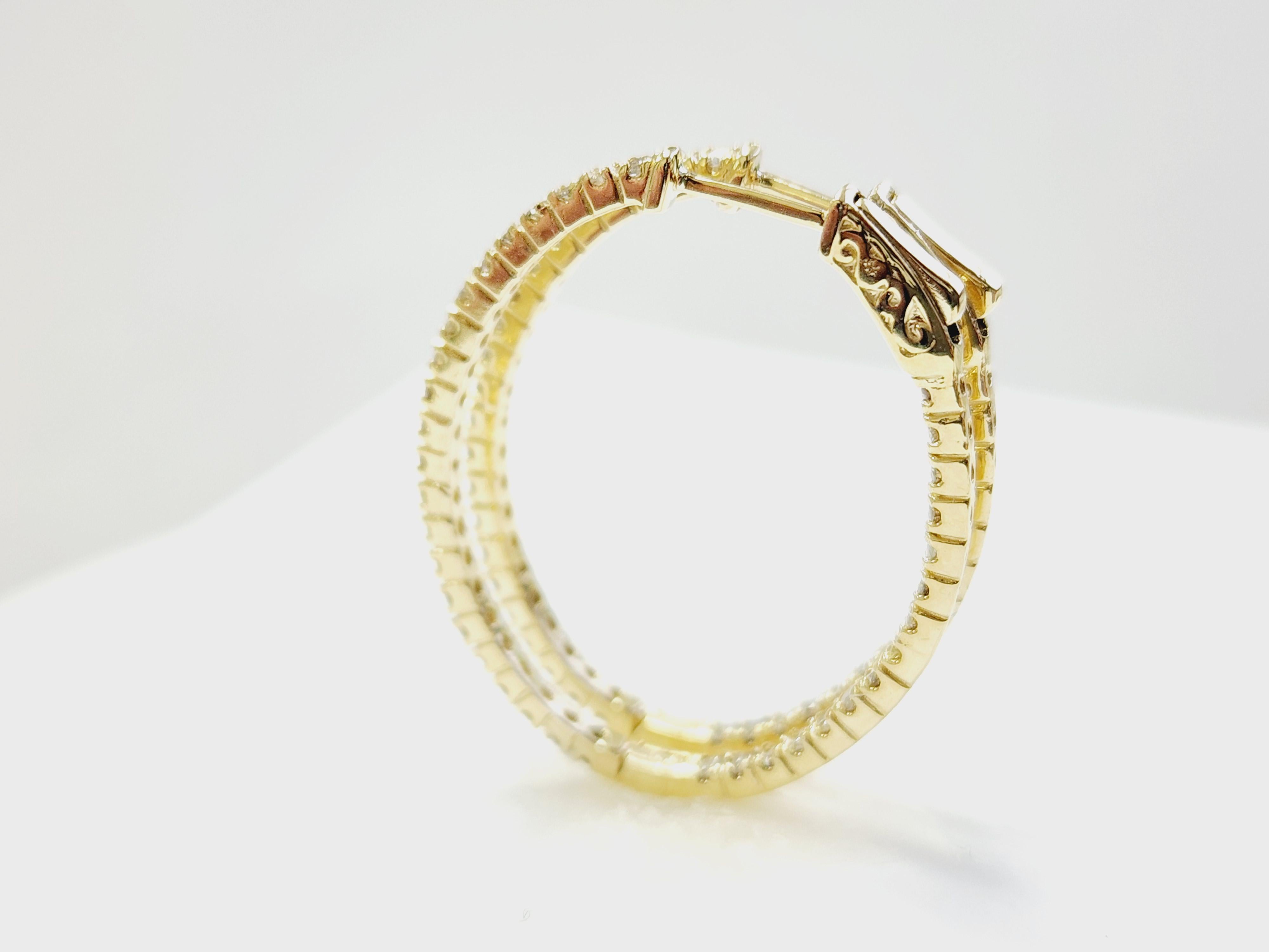 Pendientes Aros Ovalados Diamante 1,73 Quilates Oro Amarillo 14 Kilates en venta 13