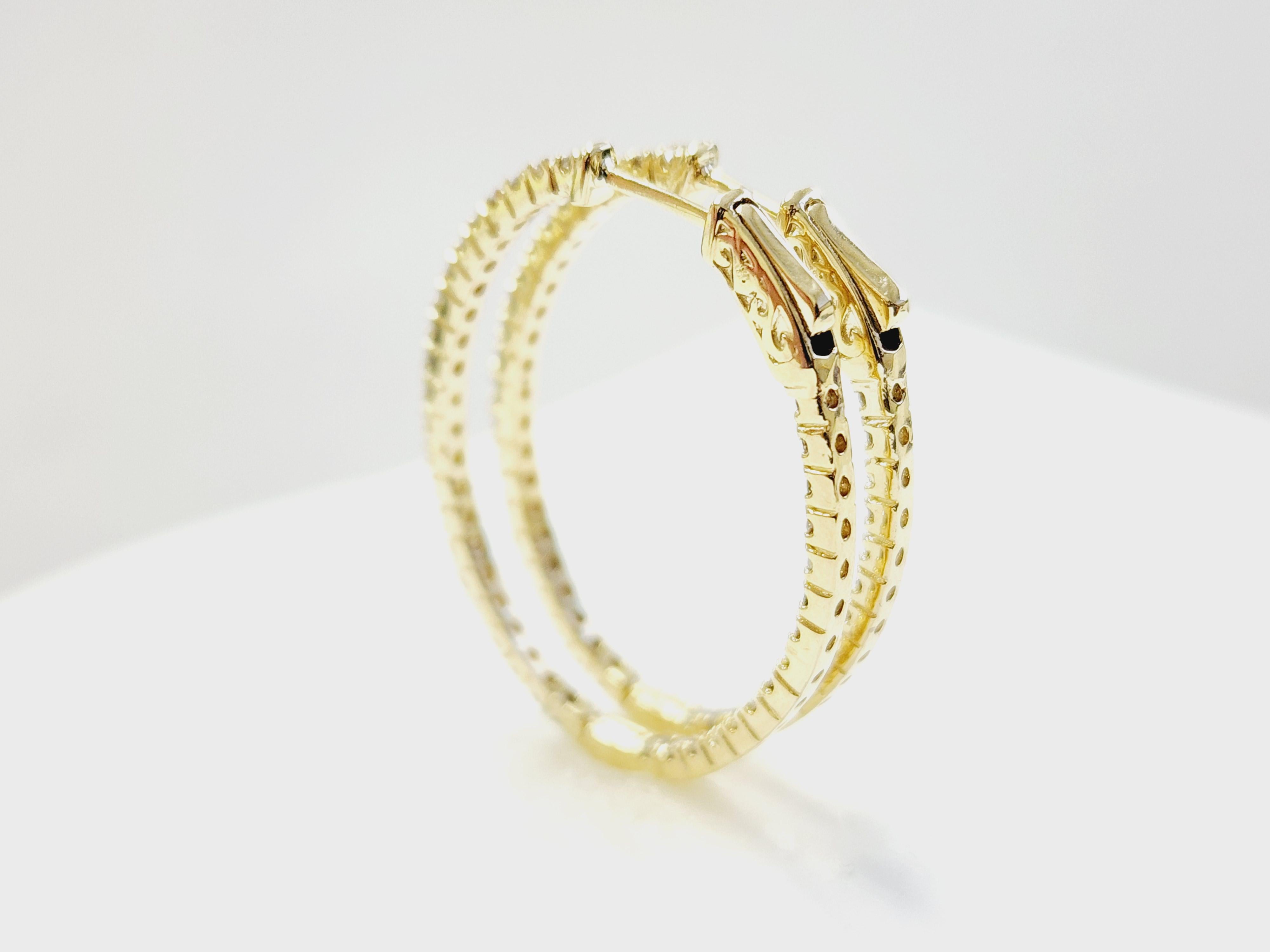 Pendientes Aros Ovalados Diamante 1,73 Quilates Oro Amarillo 14 Kilates en venta 14