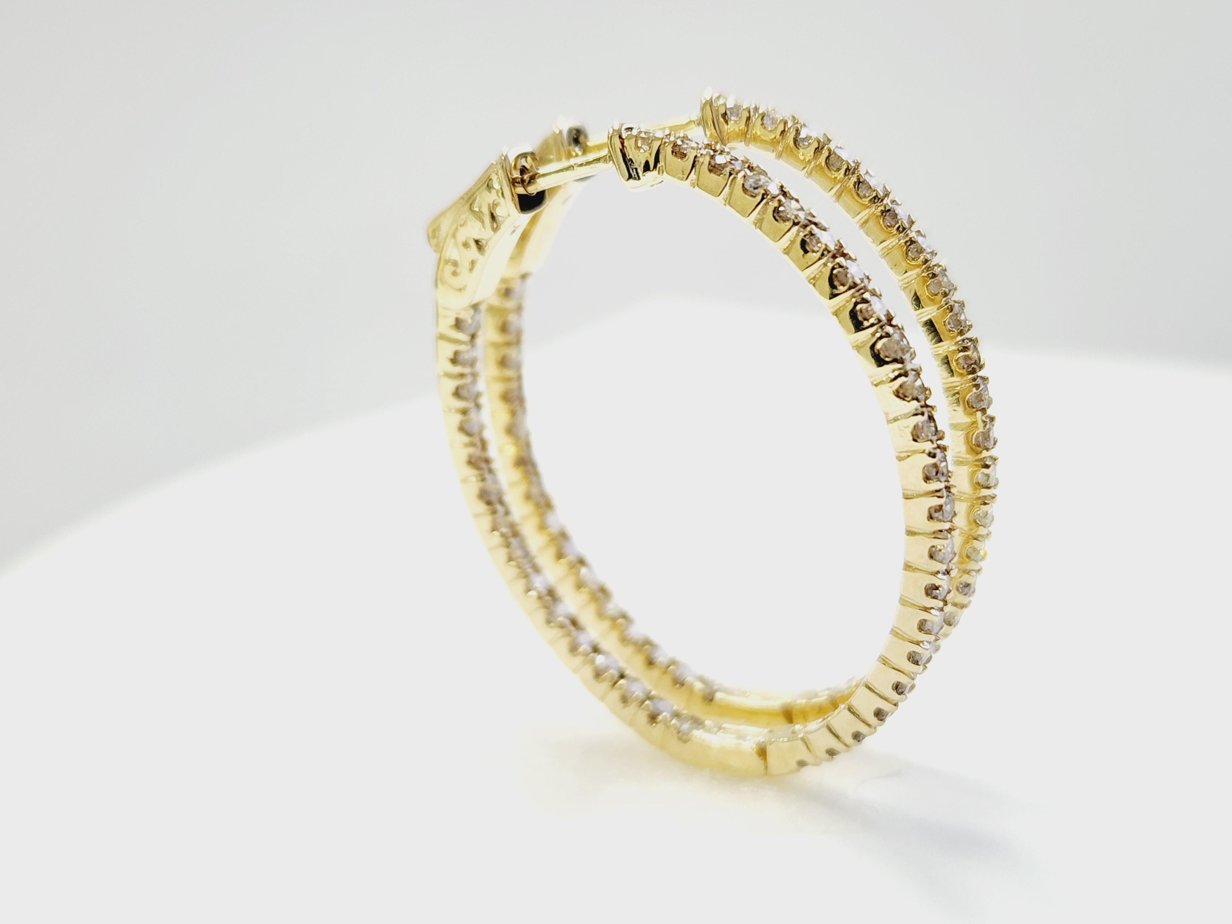 Pendientes Aros Ovalados Diamante 1,73 Quilates Oro Amarillo 14 Kilates en venta 16