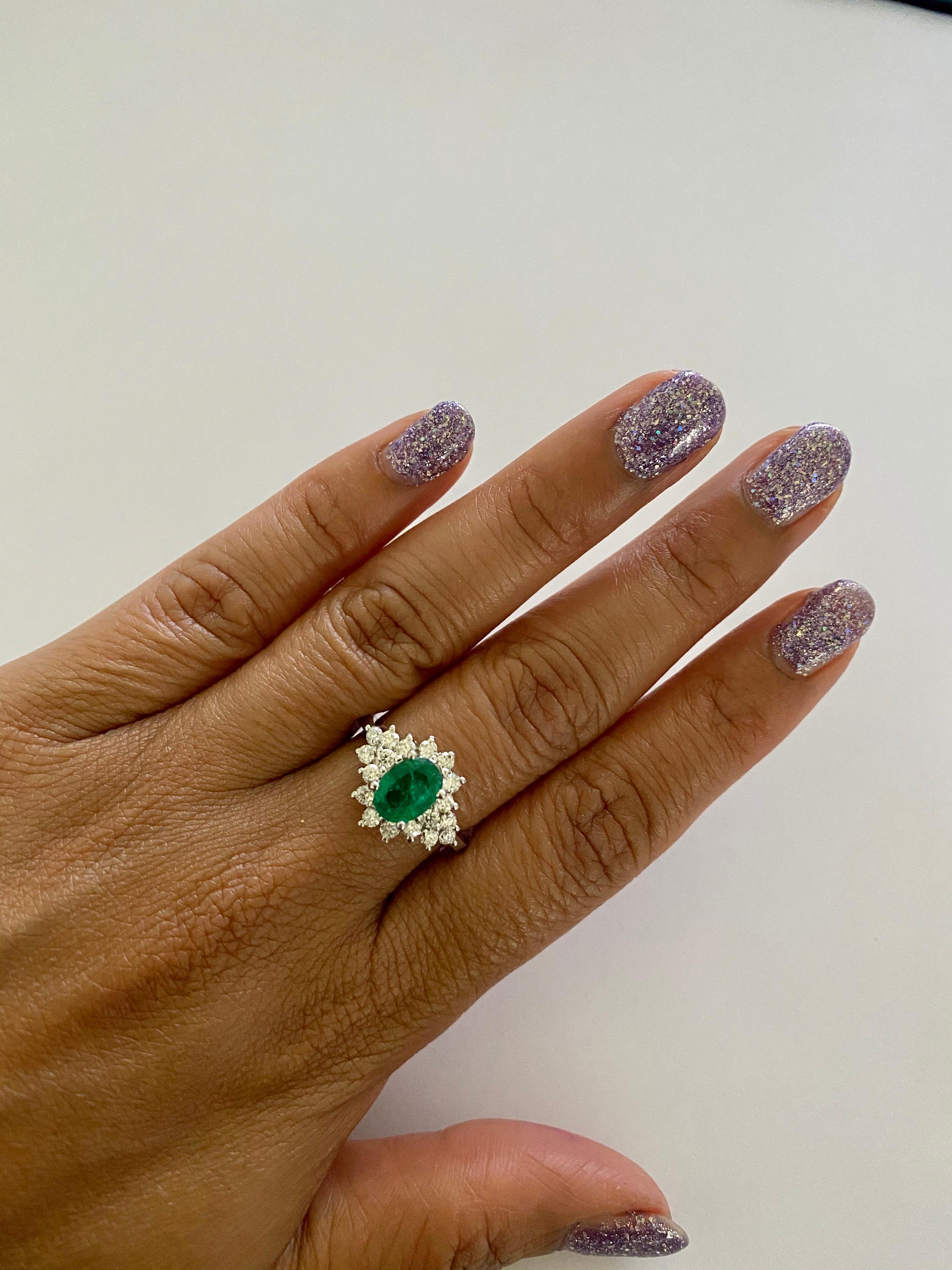1.73 Carat Emerald Diamond 18 Karat White Gold Engagement Ring In New Condition For Sale In Los Angeles, CA